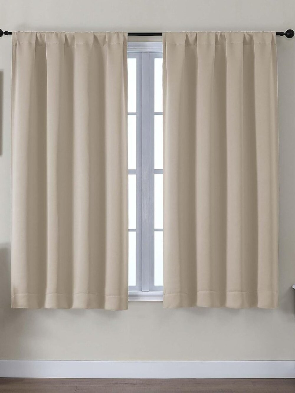 Ava Biscotti Beige Short Blackout Curtains for Bedroom 54 Inches Long 2 Panels S